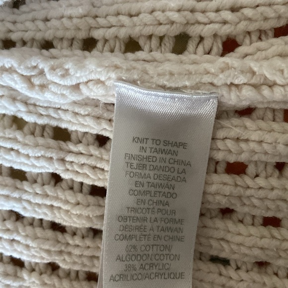 Liz Claiborne Cream Beige Ecru Knit Button 3/4 Short Sleeve Cotton Sweater Cozy - Picture 7 of 7